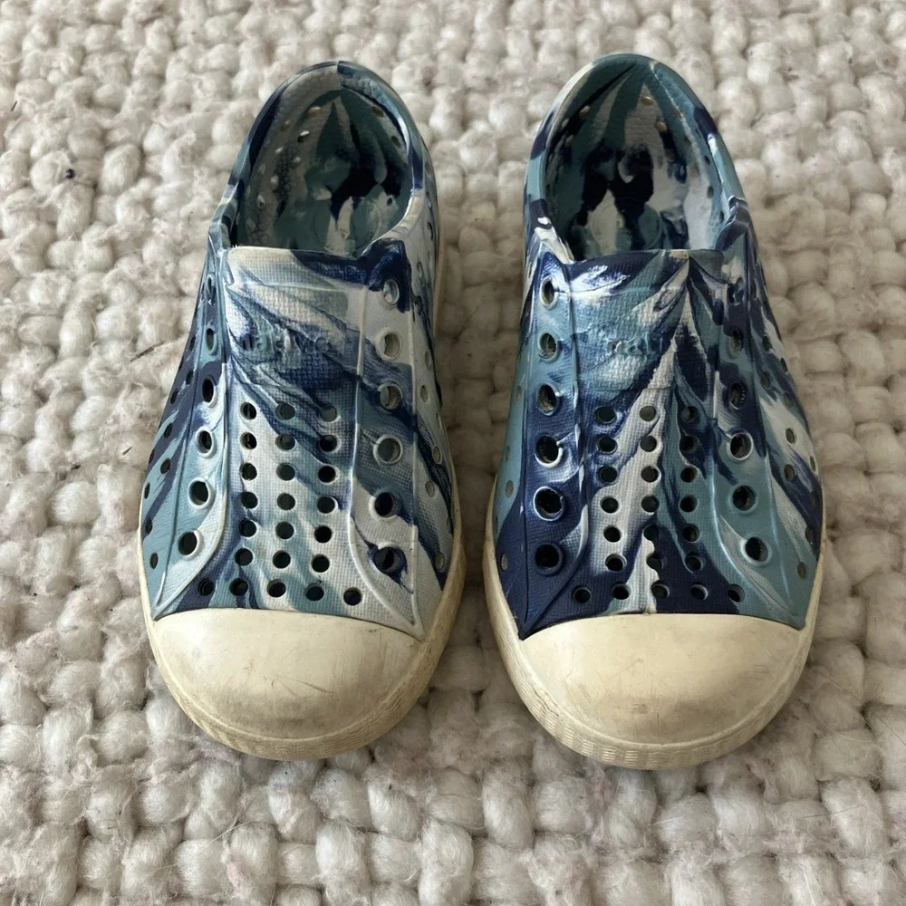 Native‎ Jefferson Youth Girl Boy Slip-On Blue Tie Die Size C7 Shoes Water